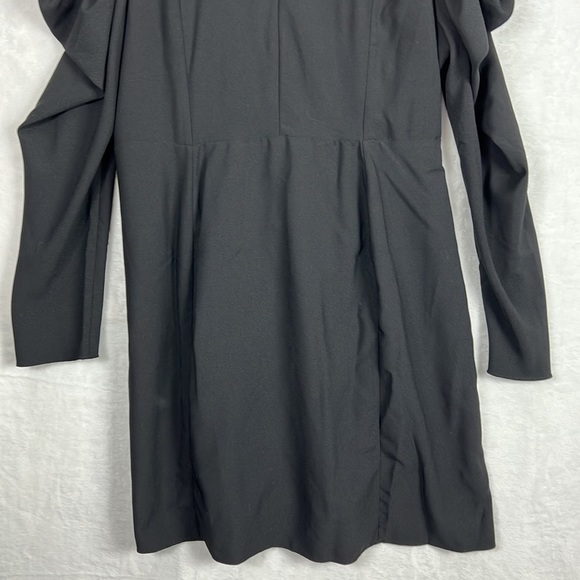 ASOS Curve Black Drape Ruched Long Sleeve Deep Vneck Sexy Tux Blazer Mini Dress - Picture 12 of 16